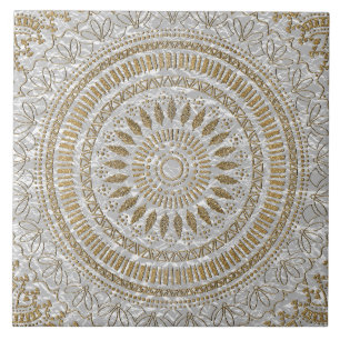 Carreau Elégant dessin de mandala tribal dessiné à la main