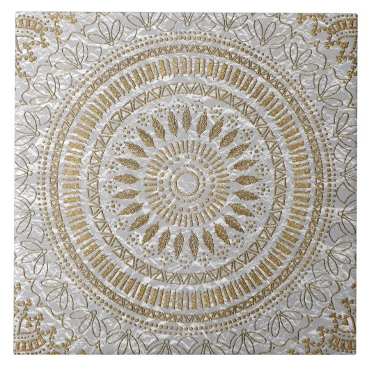 Carreau Elégant dessin de mandala tribal dessiné à la main (Devant)