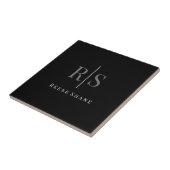Carreau Élégant do-it-yourself gris monogramme et nom blan (Côté)