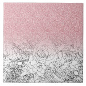 Carreau Élégant Doodle Floral rose Gradient Parties scinti (Devant)