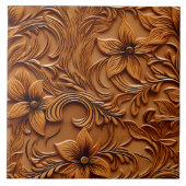 Carreau Élégant élégant Faux Embossé en cuir Camel marron (Devant)