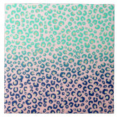 Carreau Élégant empreinte de léopard or bleu Mint Gradient (Devant)