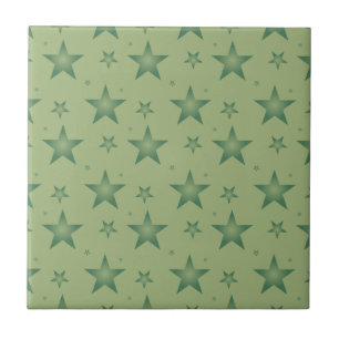 Carreau Élégant et élégant Olive Stars sur Sage Green