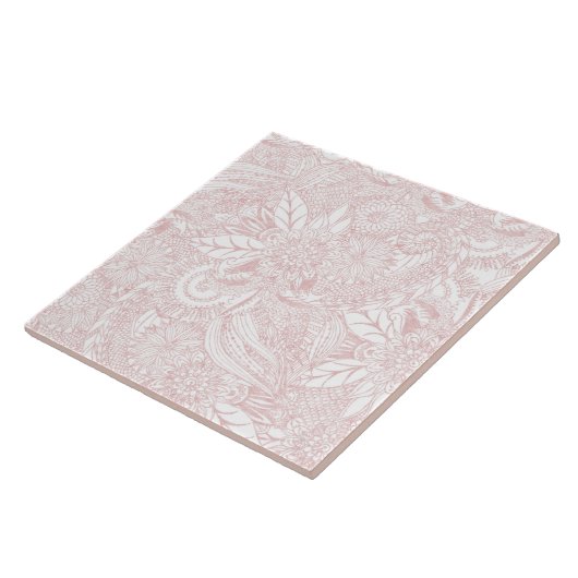 Carreau Elégant faux rose or design de mandala floral (Côté)