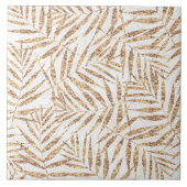 Carreau Élégant Feuilles de palme d'or tropicale (Devant)