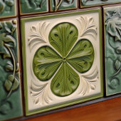 Carreau Élégant Fleur de Lis d'ivoire d'émeraude