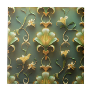 Carreau Elegant Floral Art Nouveau Ceramic Tile