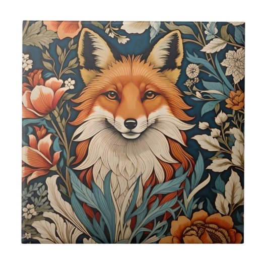 Carreau Elégant Fox William Morris Inspiré Floral (Devant)
