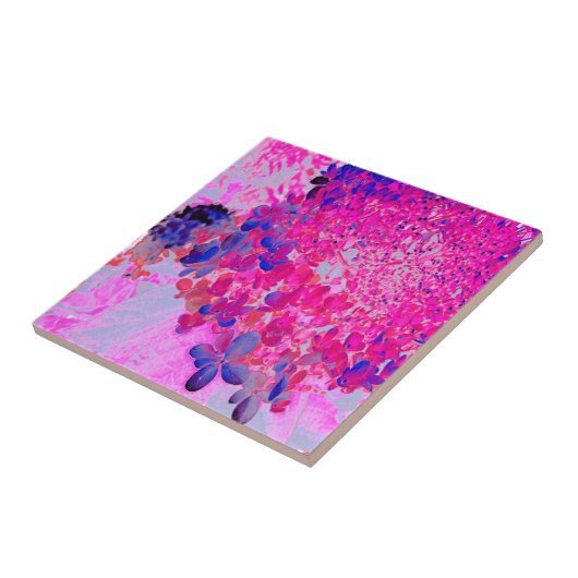 Carreau Elégant Fuchsia et bleu foncé Limelight Hydrangea (Côté)