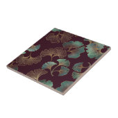 Carreau Elegant Ginkgo Leaf in Burgundy and Teal (1) (Côté)