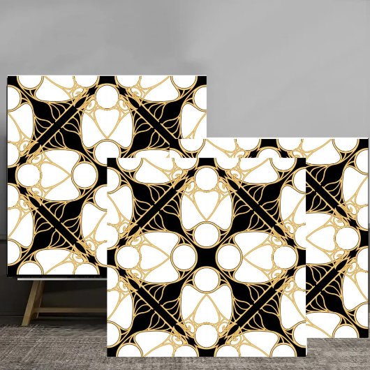 Carreau Elegant Gold and Black Art Nouveau Geometric Patte