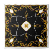 Carreau Elegant Gold Chain and Jewel Baroque Pattern (Devant)