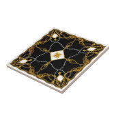 Carreau Elegant Gold Chain and Jewel Baroque Pattern (Côté)