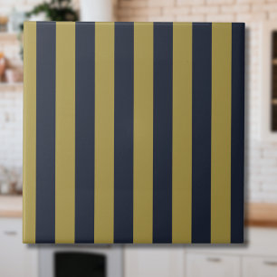 Carreau Elégant Gold & Navy Blue Vertical Stripes