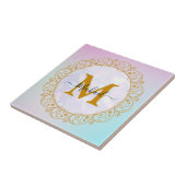 Carreau Elegant Gold Parties scintillant Initial & Nom (Côté)