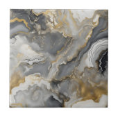 Carreau Elegant Grey and Gold Liquid Marble Agate (Devant)