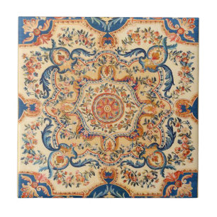 Carreau Élégant italien Vintage baroque bleu orange