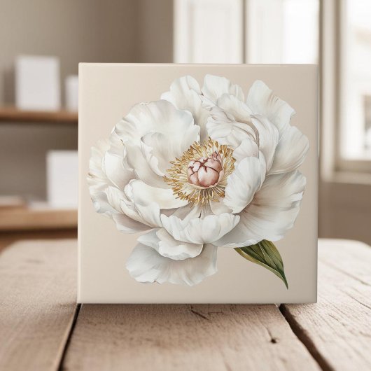Carreau Elégant ivoire blanc peony