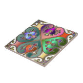 Carreau Elégant Joyau Tone Arabesque Abstrait Personnalisé (Côté)