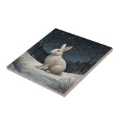 Carreau Elégant lapin blanc Noël forêt enneigée (Côté)