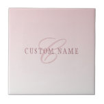 Carreau Élégant lettrage et monogramme | Rose Ombre<br><div class="desc">Design monogramme élégant avec votre nom ou tout autre texte que vous choisissez!</div>