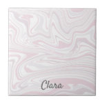 Carreau Élégant look de marbre blanc et rose pâle<br><div class="desc">Design moderne en marbre blanc et rose vif.</div>
