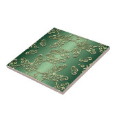 Carreau Elégant luxe Ornate Gold Green Emerald (Côté)