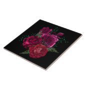 Carreau Elegant Magenta Rose Floral Bouquet (Côté)