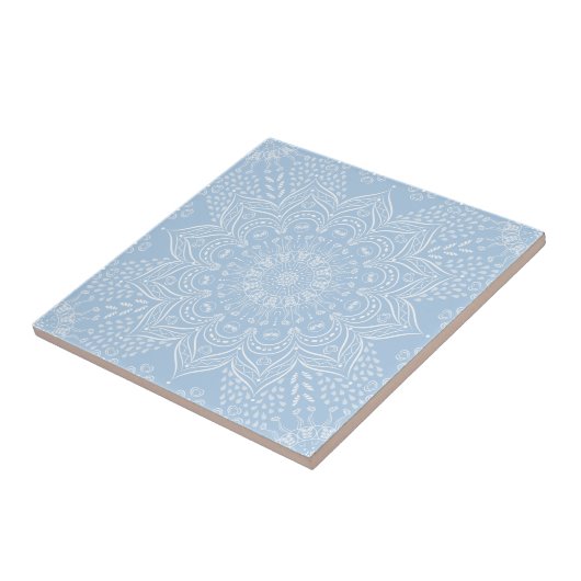 Carreau Élégant Mandala bleu clair (Côté)