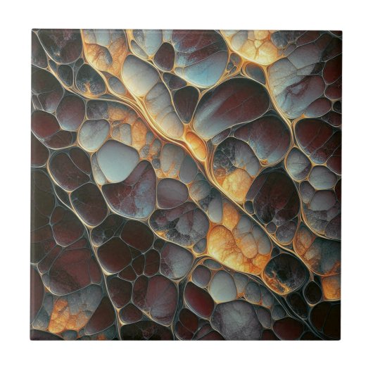 Carreau Elégant marron et pierre Abstraite ambre (Devant)