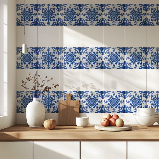 Carreau Elegant Mediterranean Blue White Pattern
