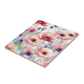 Carreau Élégant Motif Anémonique rose et violet (Côté)