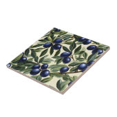 Carreau Élégant Motif de branche d'olivier avec des olives (Côté)