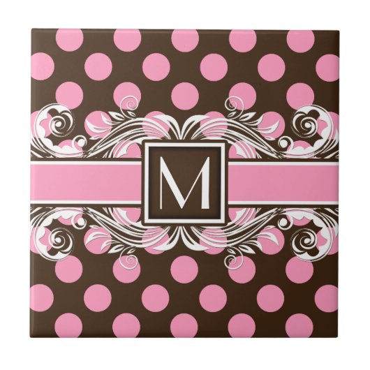 Carreau Élégant Motif de points géométriques monogrammes (Devant)