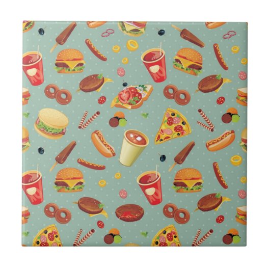 Carreau Élégant Motif de restauration rapide (Devant)