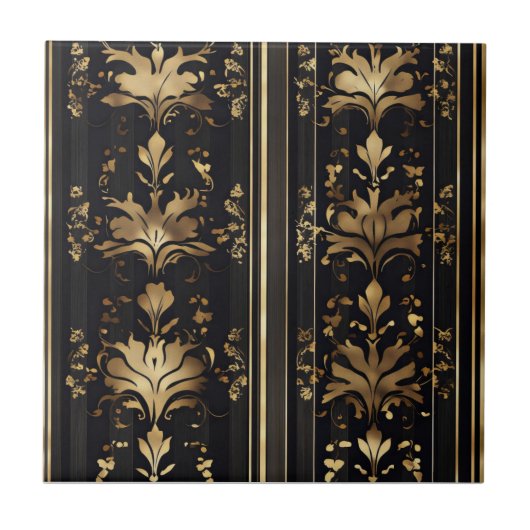 Carreau Élégant Motif d'or foncé (Devant)