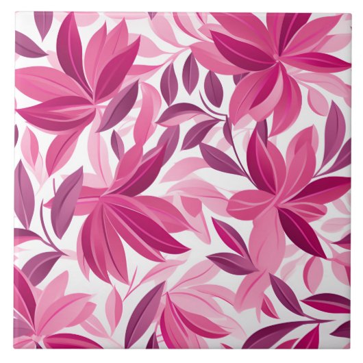Carreau Élégant motif floral rose Fuchsia (Devant)
