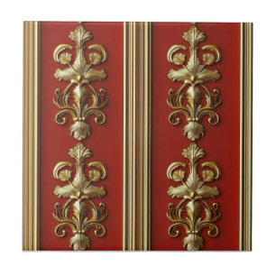 Carreau Élégant Motif rouge or