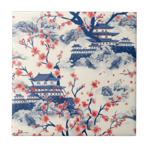 Carreau Élégant Motif sans couture en fleur de cerisier (1