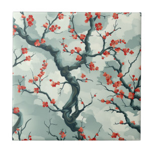 Carreau Élégant Motif sans couture en fleur de cerisier (7