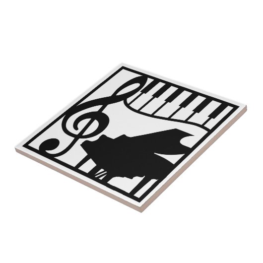 Carreau Elegant Music Piano Keyboard Clef Note Stylish (Côté)