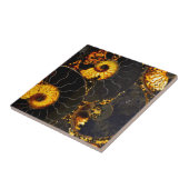 Carreau Elégant Nautilus doré abstrait or noir (Côté)