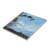 Carreau Élégant Noël Holly, ciel bleu (Côté)