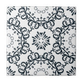 Carreau Élégant noir et blanc Damas Motif victorien (Devant)