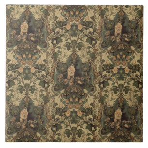 Carreau Élégant Nouveauté Florale Vintage Oiseaux