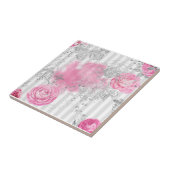 Carreau Élégant Papillon de Parties scintillant rose rose (Côté)