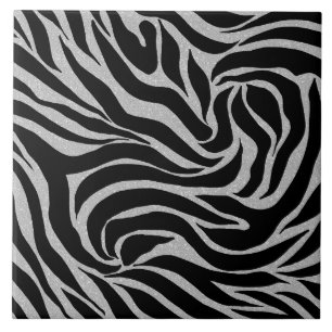 Carreau Elégant Parties scintillant noire Silver Zebra Po
