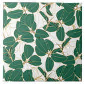 Carreau Elégant Plante en caoutchouc vert or Design de feu (Devant)