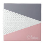 Carreau Élégant pois géométriques rose pastel<br><div class="desc">Une belle combinaison de motif pois moderne,  géométrique et rétro pastel.</div>