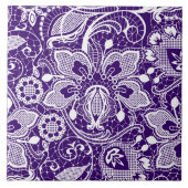 Carreau Elégant Purple & Blanc Vintage Fleurs dentelle (Devant)